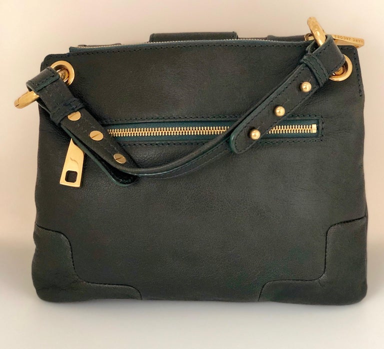 Marc Jacobs Green Leather Double Saddlebag w/ Top Handle and Metal