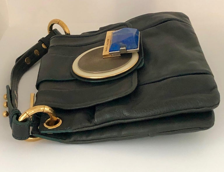 Marc Jacobs Green Leather Double Saddlebag w/ Top Handle and Metal