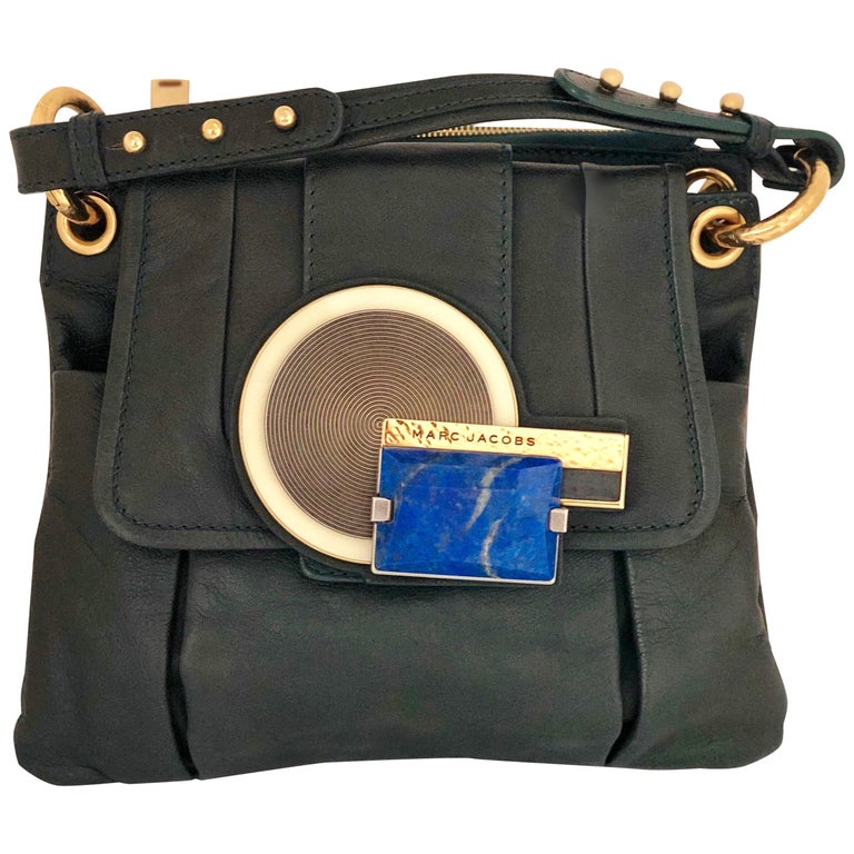 Marc Jacobs Green Leather Double Saddlebag w/ Top Handle and Metal