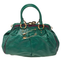 Marc Jacobs Green Leather Safety Pin Stam Satchel