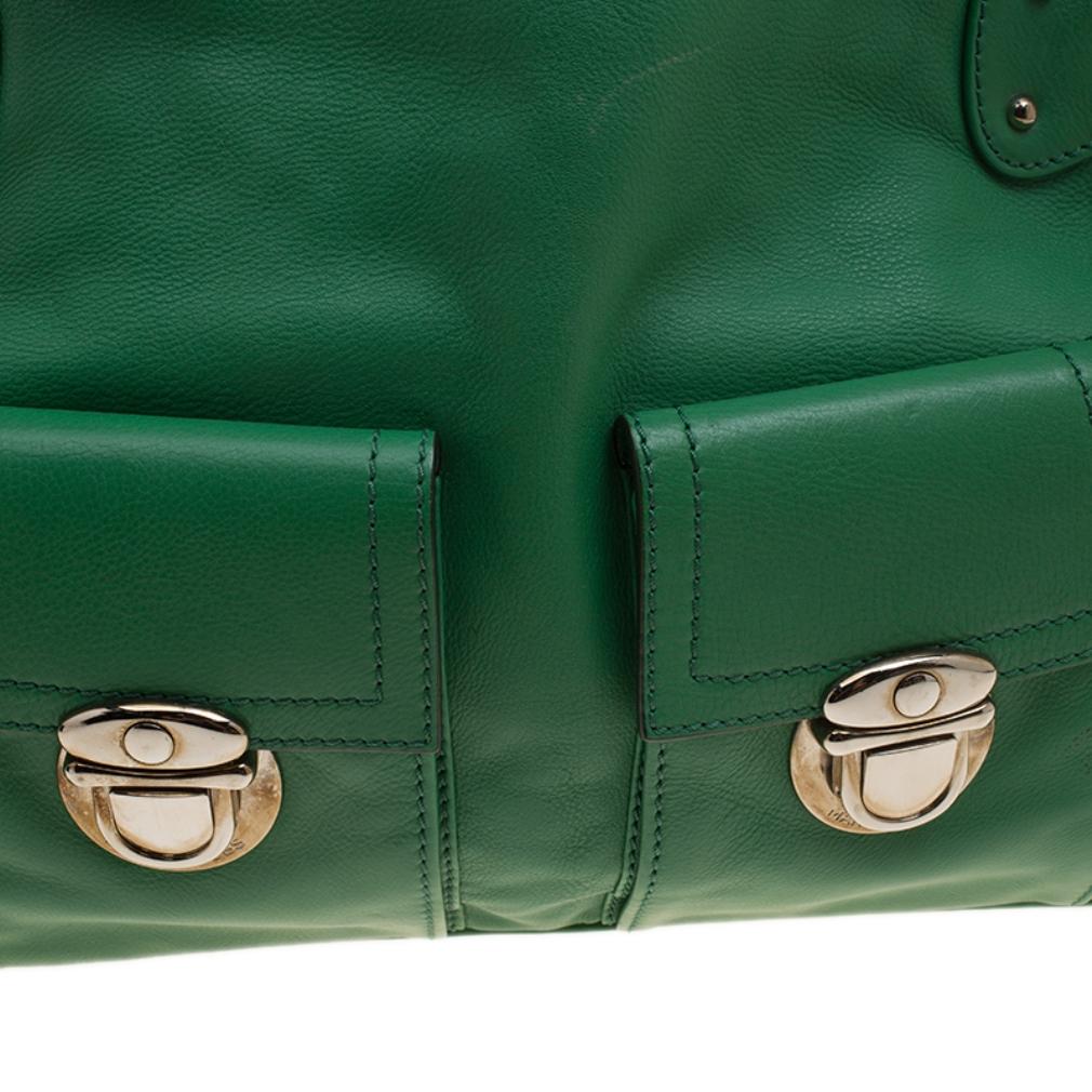 Black Marc Jacobs Green Leather Stella Tote