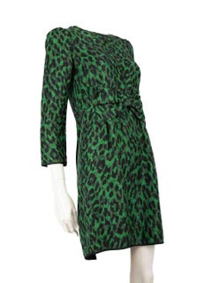 Marc Jacobs Green Leopard Print Knot Detail Dress Size S