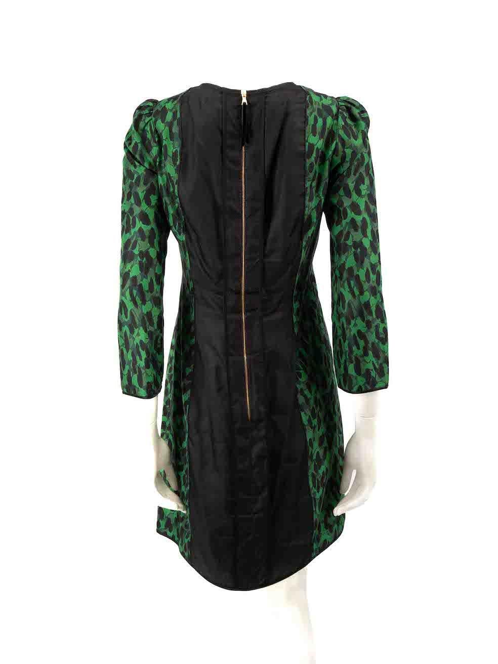Marc Jacobs Vestido verde con estampado de leopardo y detalle de nudo Talla S Negro en venta