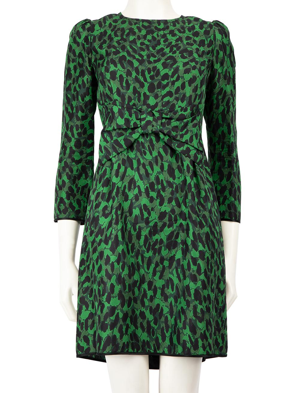 Marc Jacobs - Robe verte à nœuds imprimé léopard, taille S