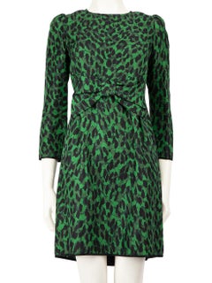 Marc Jacobs Green Leopard Print Knot Detail Dress Size S