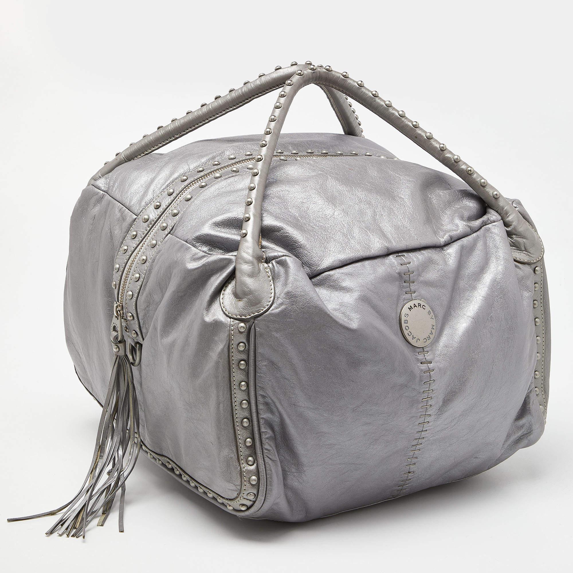Gray Marc Jacobs Grey Leather Studded Hobo For Sale