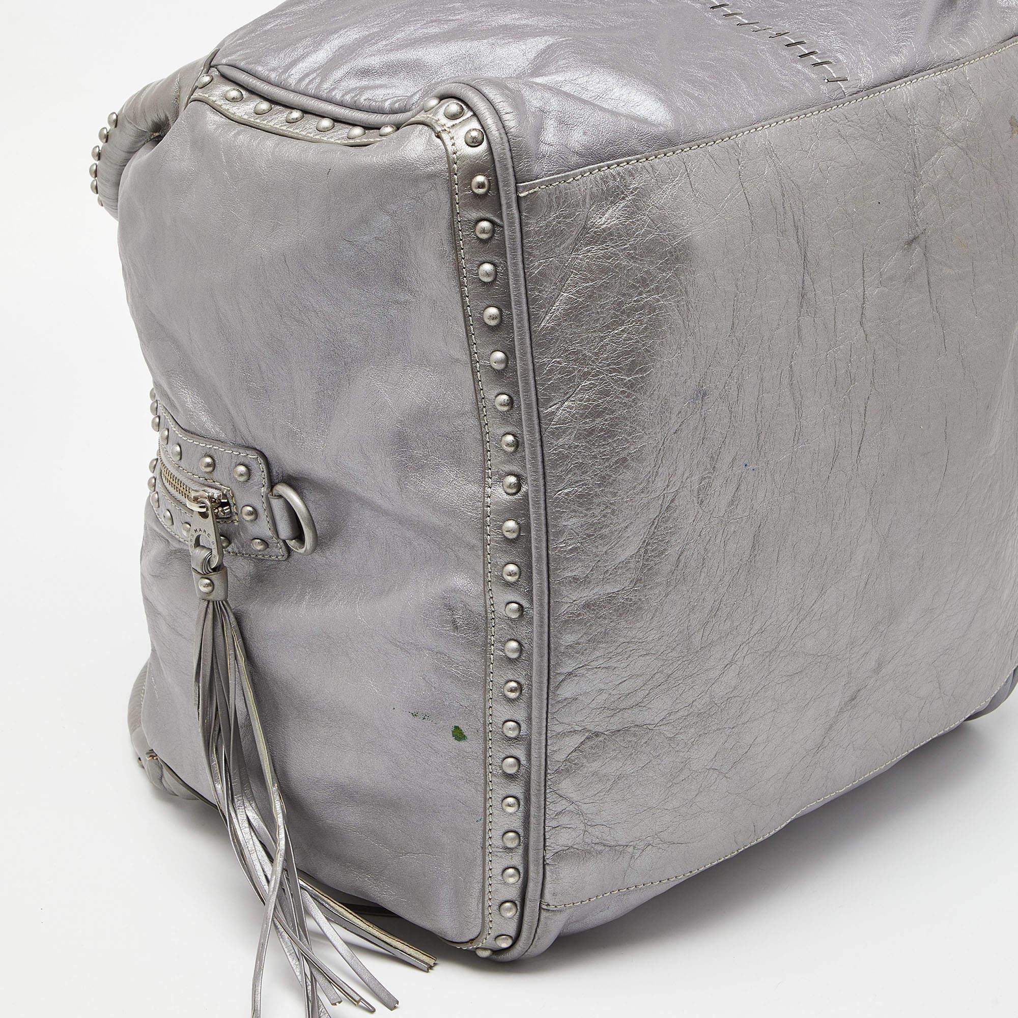 Marc Jacobs Grey Leather Studded Hobo For Sale 4