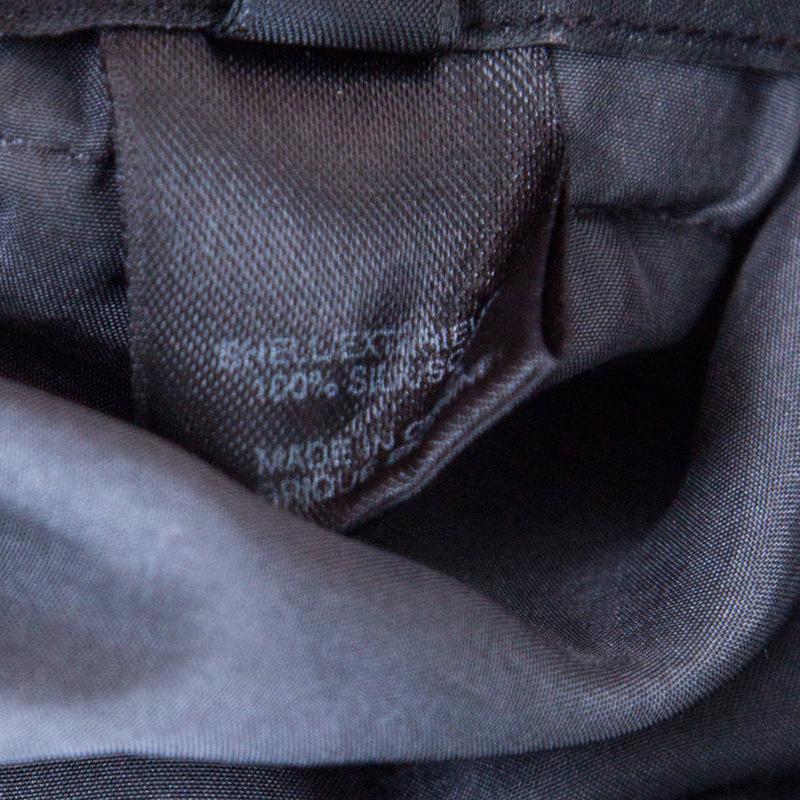 Black Marc Jacobs Grey Plunge Neck Ruffled Tie Detail Silk Dress S