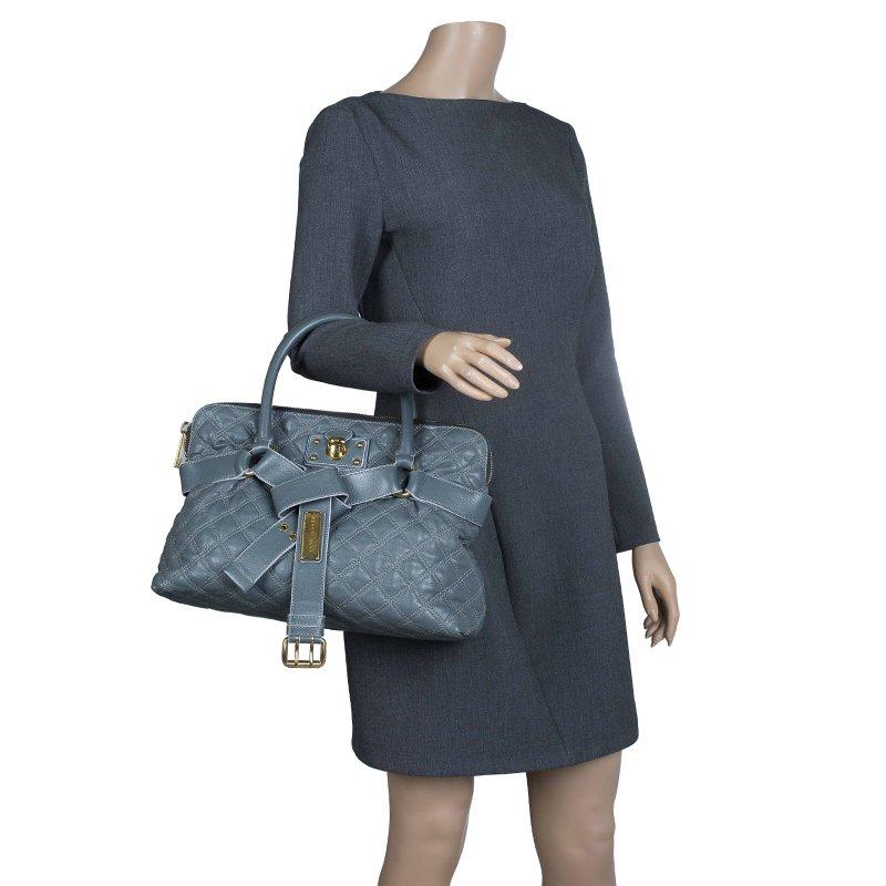 Gray Marc Jacobs Grey Quilted Leather Bruna Belted Tote