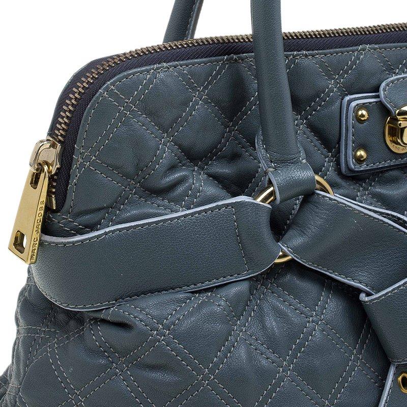 Women's Marc Jacobs Grey Quilted Leather Bruna Belted Tote