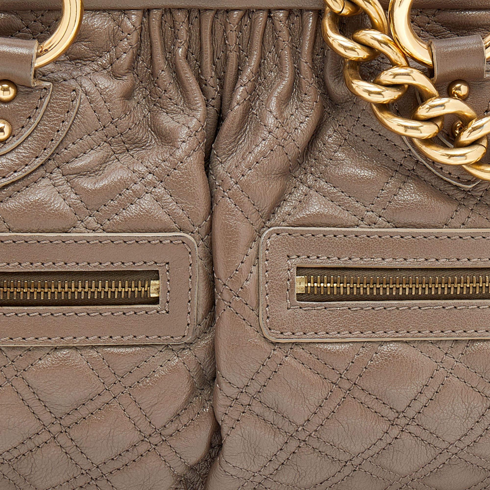 Women's Marc Jacobs Grey Quilted Leather Stam Satchel