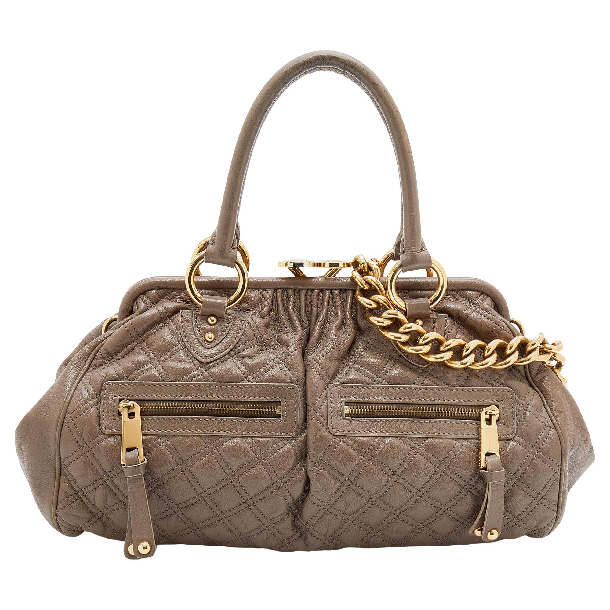 Marc Jacobs Grey Quilted Leather Stam Satchel
