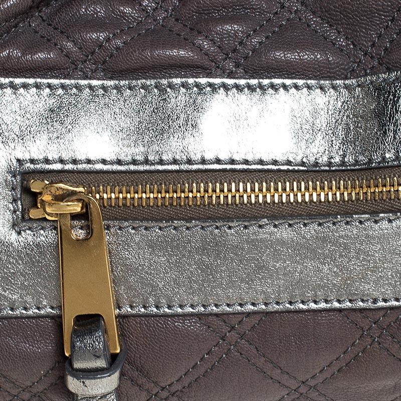 Marc Jacobs Grey/Silver Quilted Leather Stam Shoulder Bag 3