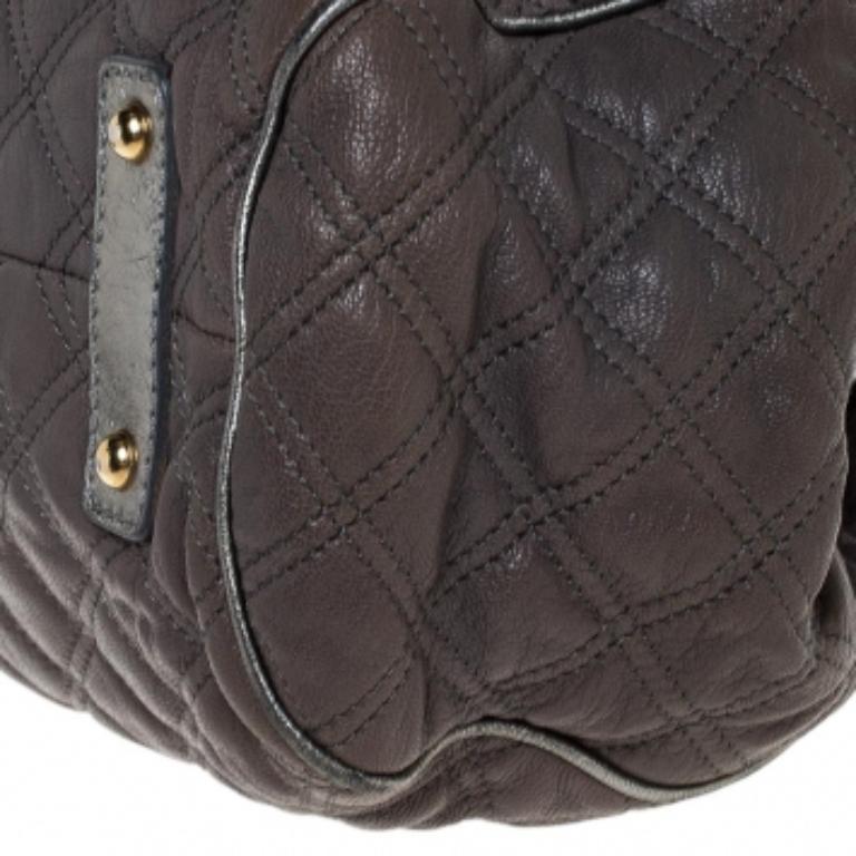 Donna Marc Jacobs Borsa a spalla in pelle trapuntata grigio/argento Stam in vendita