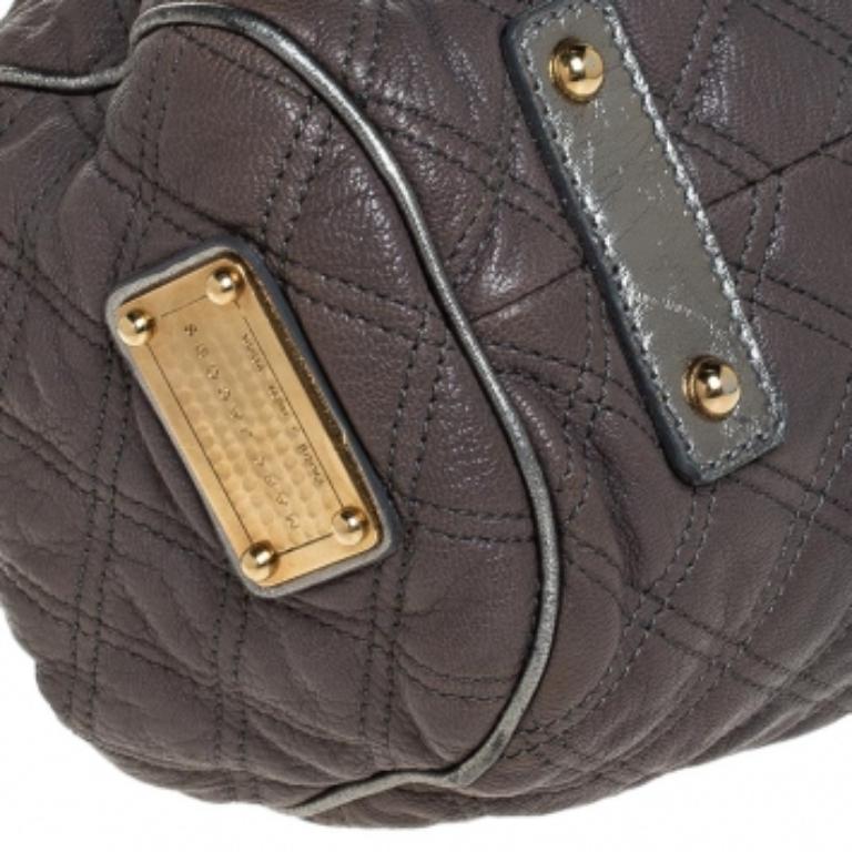 Marc Jacobs Borsa a spalla in pelle trapuntata grigio/argento Stam in vendita 2