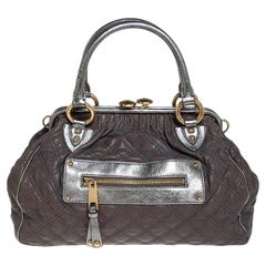 Used Marc Jacobs Grey/Silver Quilted Leather Stam Shoulder Bag