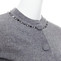 MARC JACOBS grey wool cashmere embellished trim cardigan sweater XS