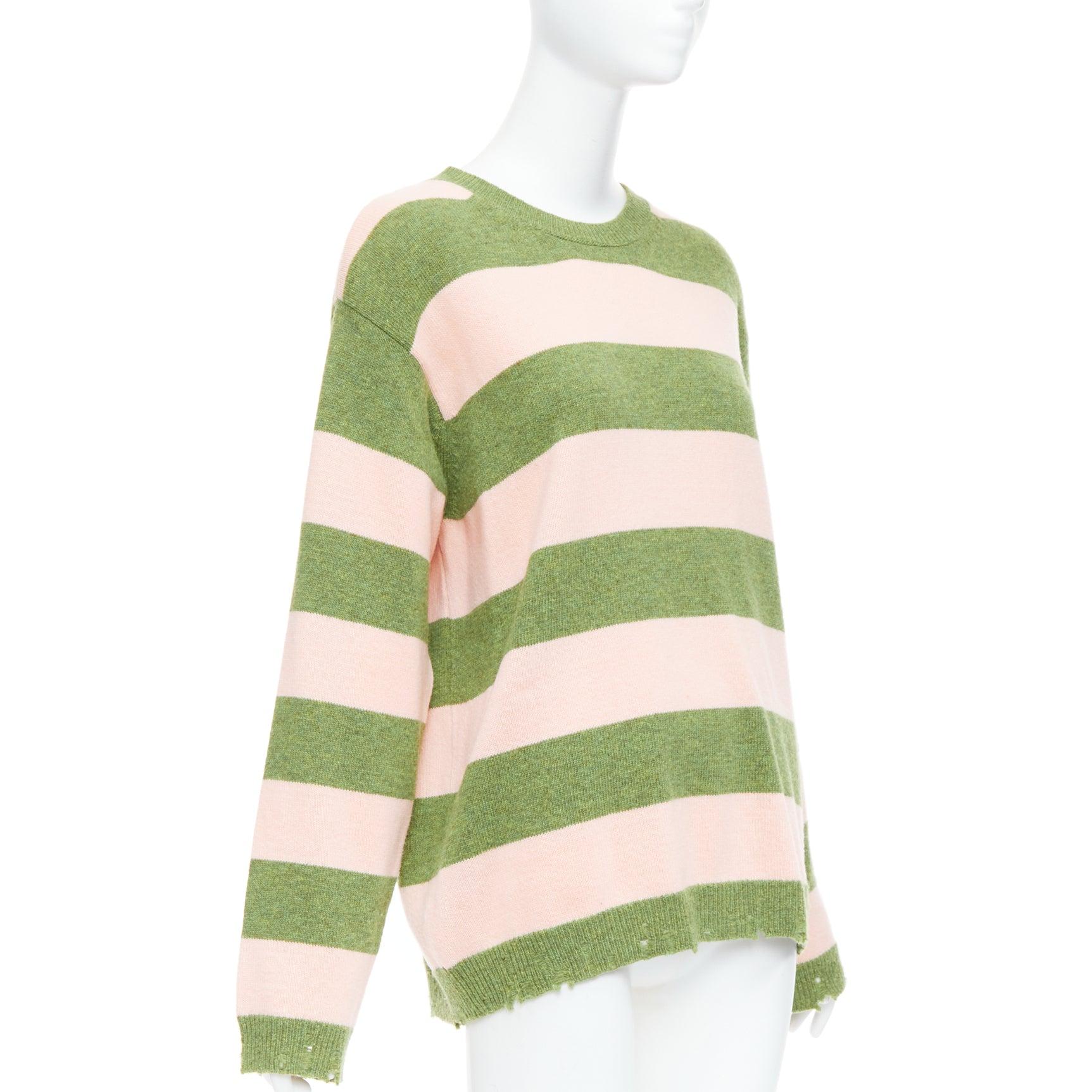 Marron Pull oversize MARC JACOBS Grunge Sweater rose vert laine vieillie M en vente