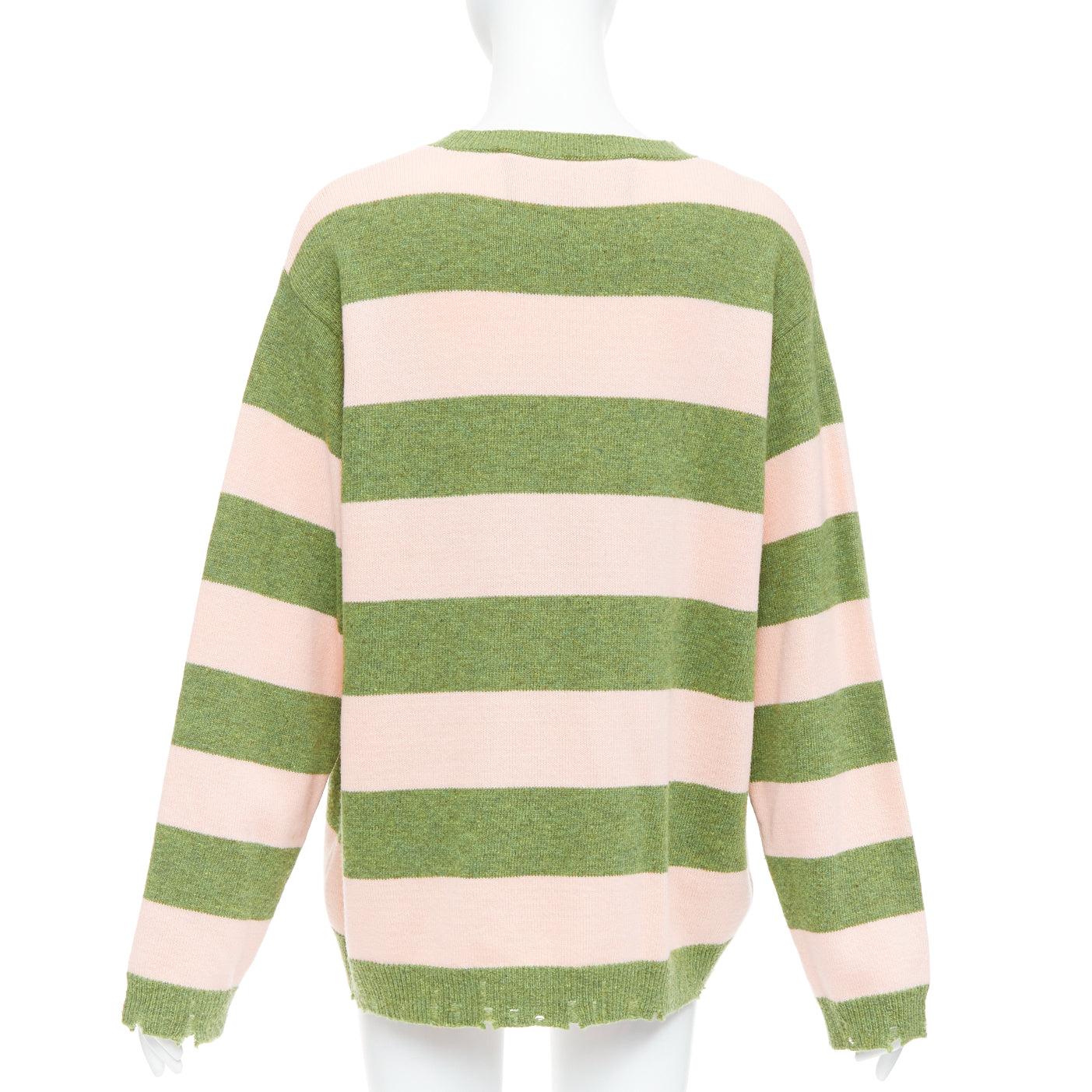 Pull oversize MARC JACOBS Grunge Sweater rose vert laine vieillie M Pour femmes en vente