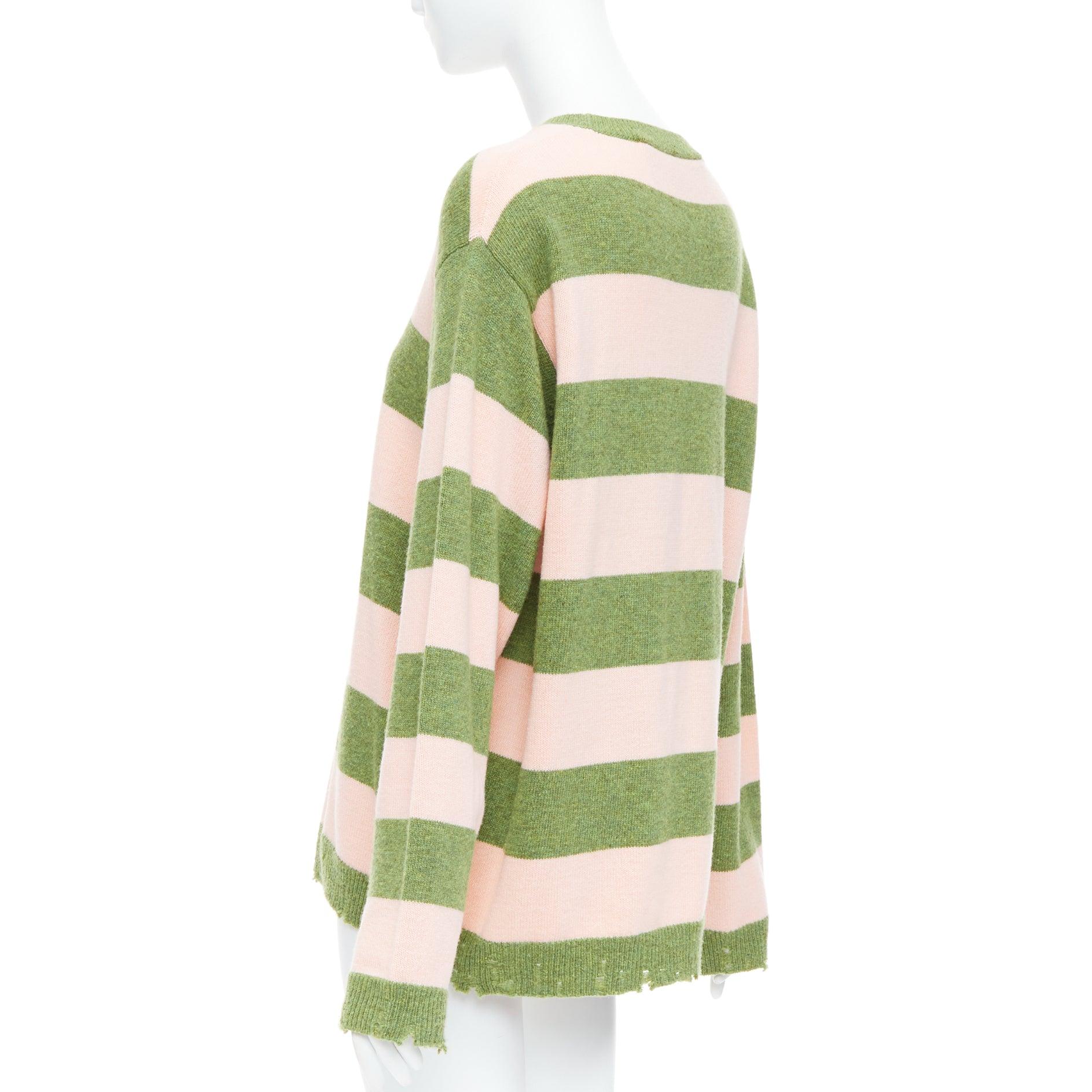 Pull oversize MARC JACOBS Grunge Sweater rose vert laine vieillie M en vente 1