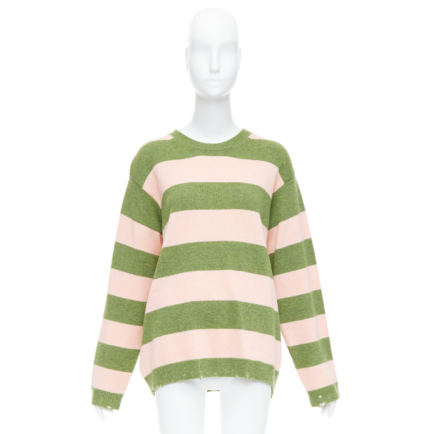 Pull oversize MARC JACOBS Grunge Sweater rose vert laine vieillie M en vente 4