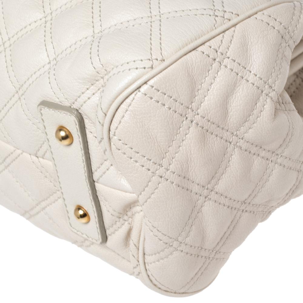 Marc Jacobs Ivory Quilted Leather Stam Satchel 5