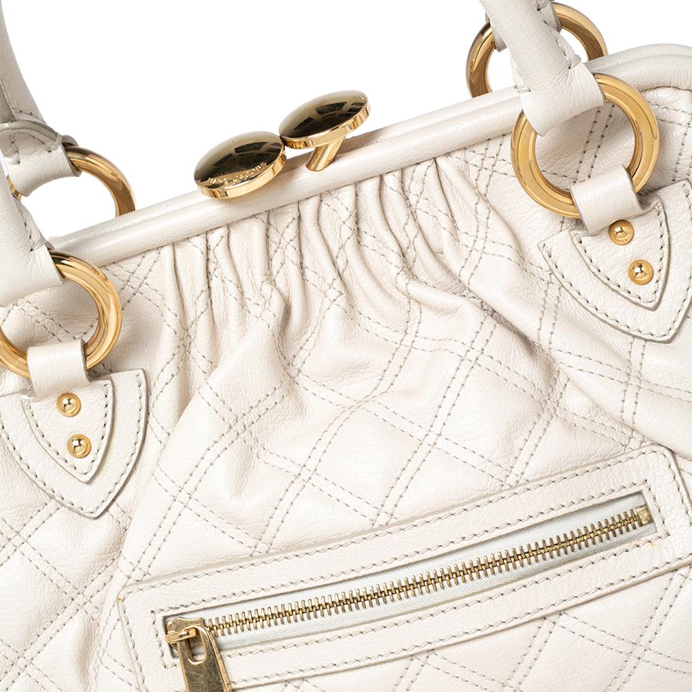 Marc Jacobs Ivory Quilted Leather Stam Satchel 6
