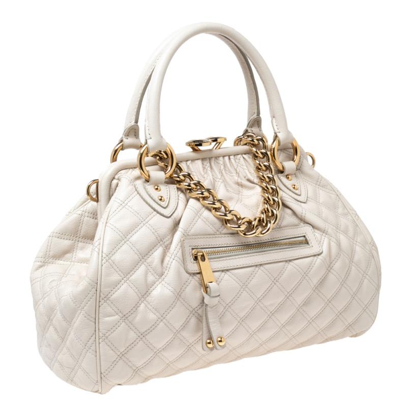 Marc Jacobs Ivory Quilted Leather Stam Satchel 7