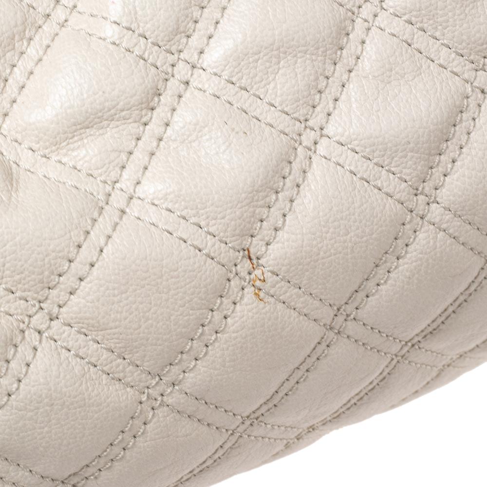 Marc Jacobs Ivory Quilted Leather Stam Satchel In Good Condition In Dubai, Al Qouz 2