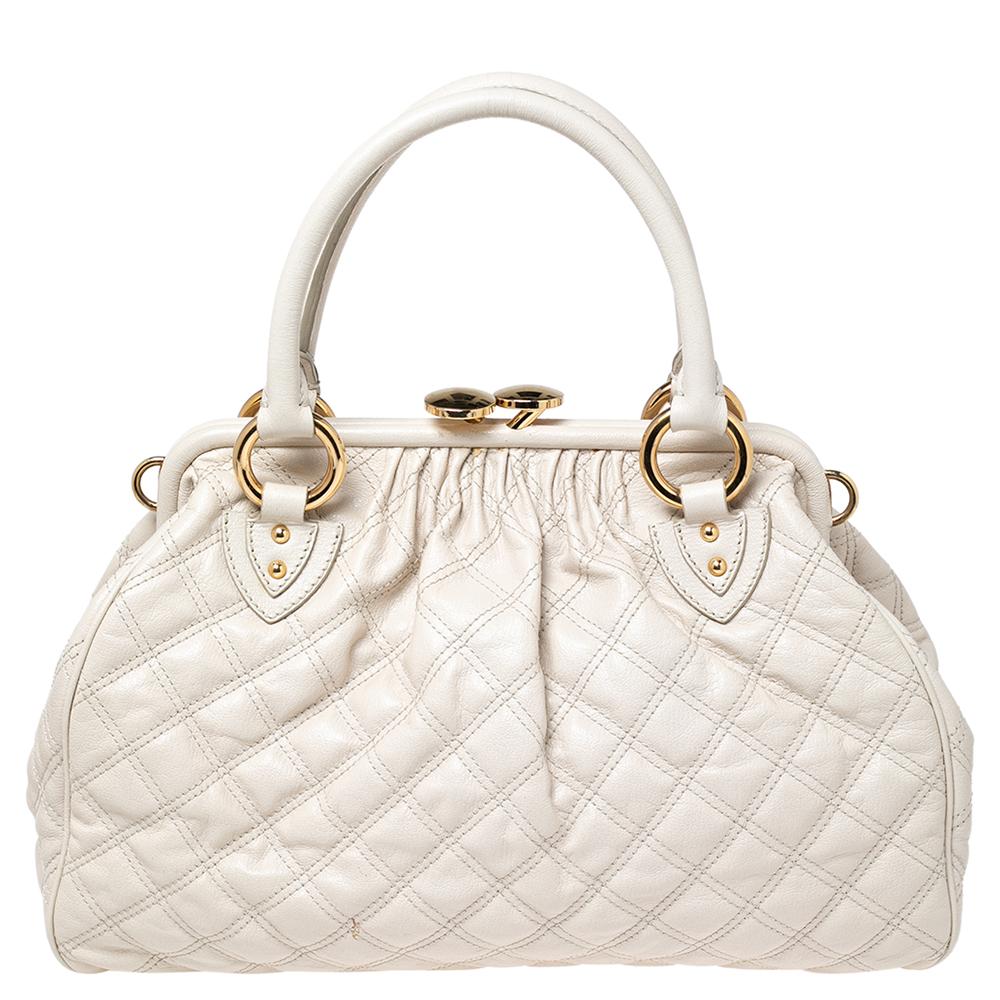 Marc Jacobs Ivory Quilted Leather Stam Satchel 2