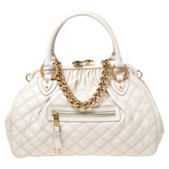 Marc Jacobs Ivory Quilted Leather Stam Satchel