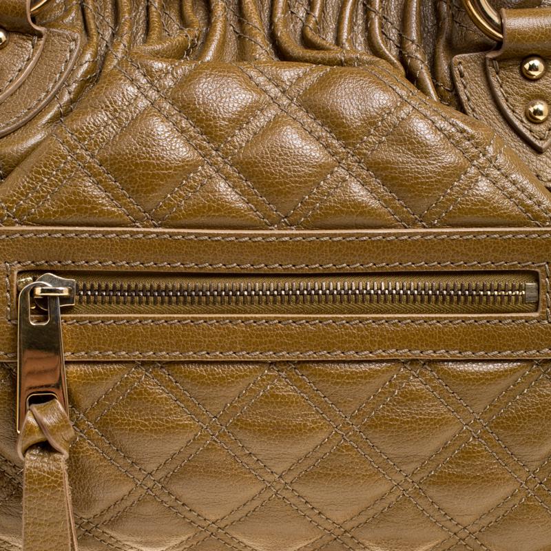 Women's Marc Jacobs Khaki Quilted Leather Stam Shoulder Bag