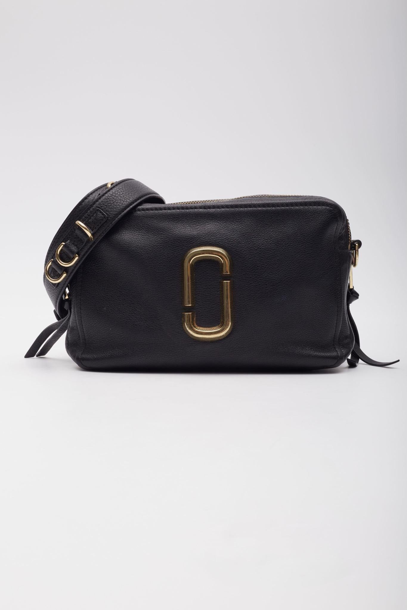 Marc Jacobs Leather Black Softshot 21 Crossbody Bag In Good Condition For Sale In Montreal, Quebec