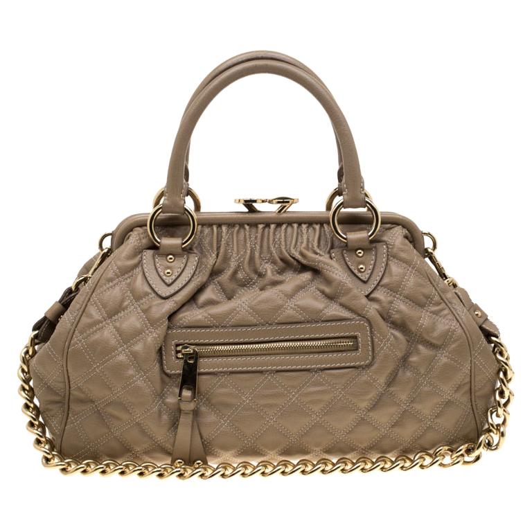 Marc Jacobs Light Brown Quilted Leather Stam Shoulder Bag For Sale at
