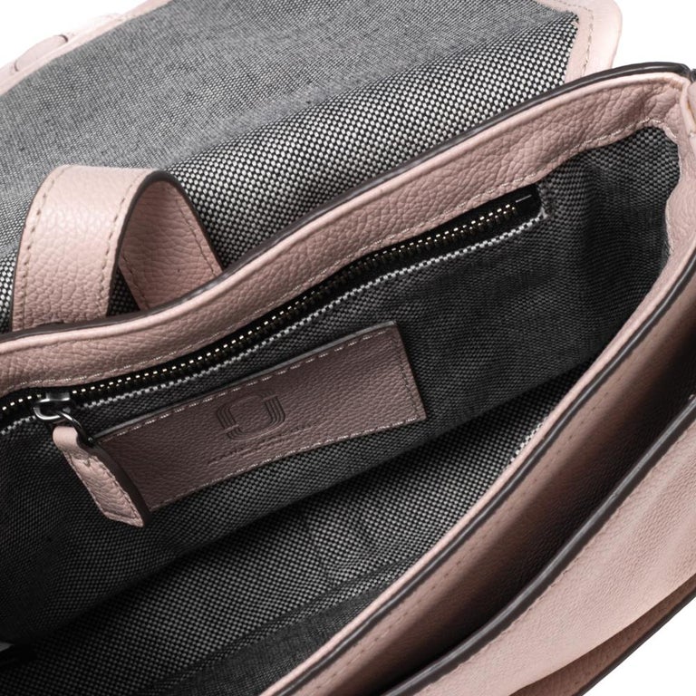 Marc Jacobs Light Pink Pebbled Leather Interlock Courier Shoulder Bag