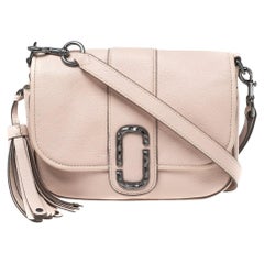 Marc Jacobs Light Pink Pebbled Leather Interlock Courier Shoulder Bag