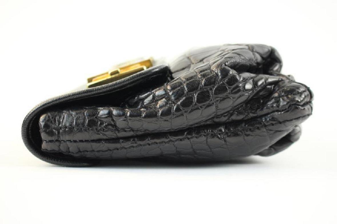 Marc Jacobs Limited Edition 150mja1025 Black Crocodile Skin Leather Clutch For Sale 4