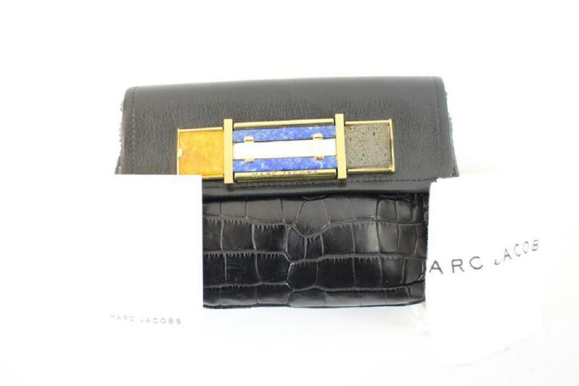 Marc Jacobs Limited Edition 150mja1025 Black Crocodile Skin Leather Clutch For Sale 6