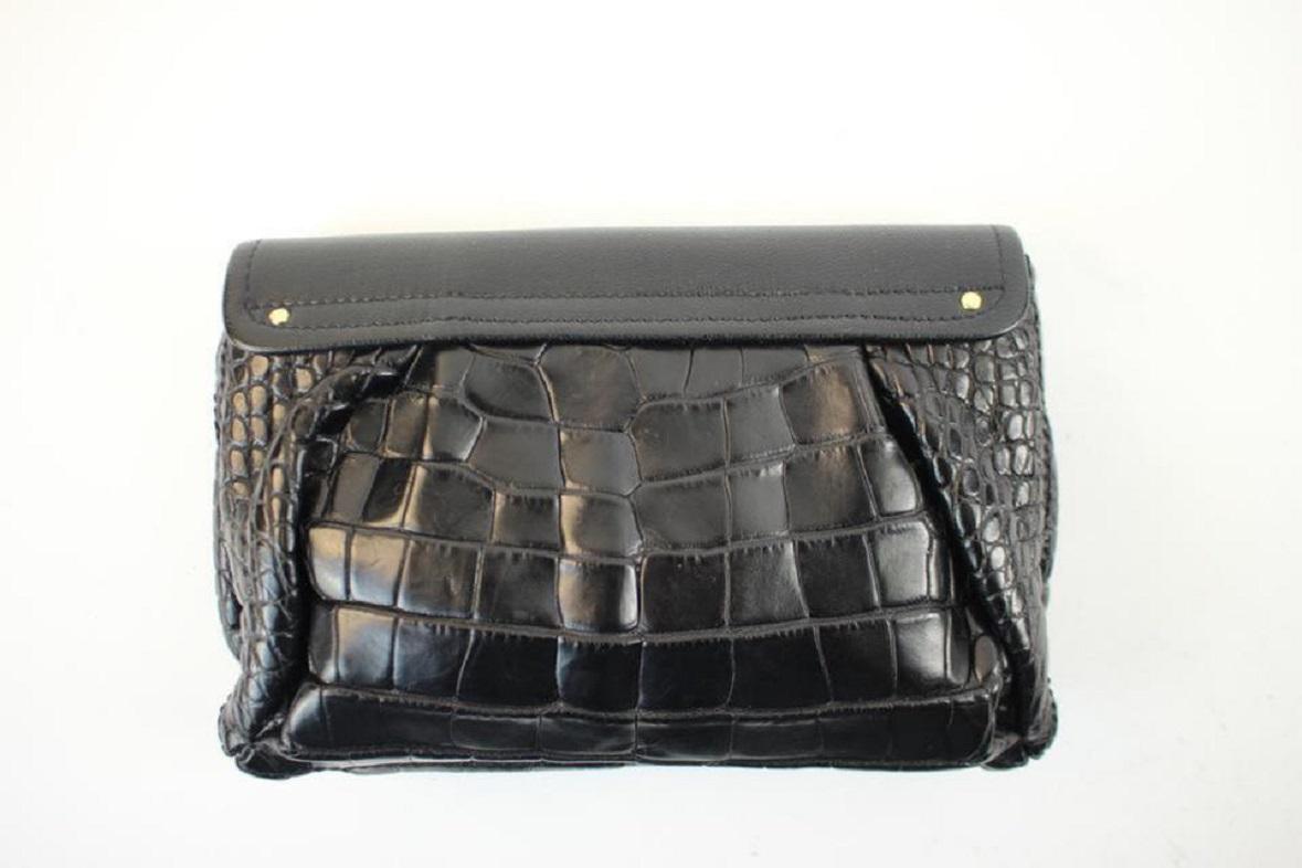 Marc Jacobs Limited Edition 150mja1025 Black Crocodile Skin Leather Clutch For Sale 1