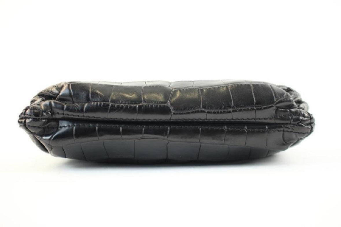 Marc Jacobs Limited Edition 150mja1025 Black Crocodile Skin Leather Clutch For Sale 3