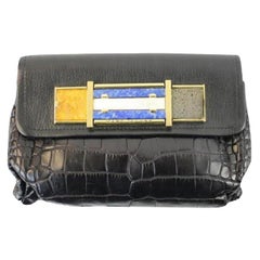 Marc Jacobs Limitierte Auflage 150mja1025 Schwarze Clutch aus Krokodilhautleder