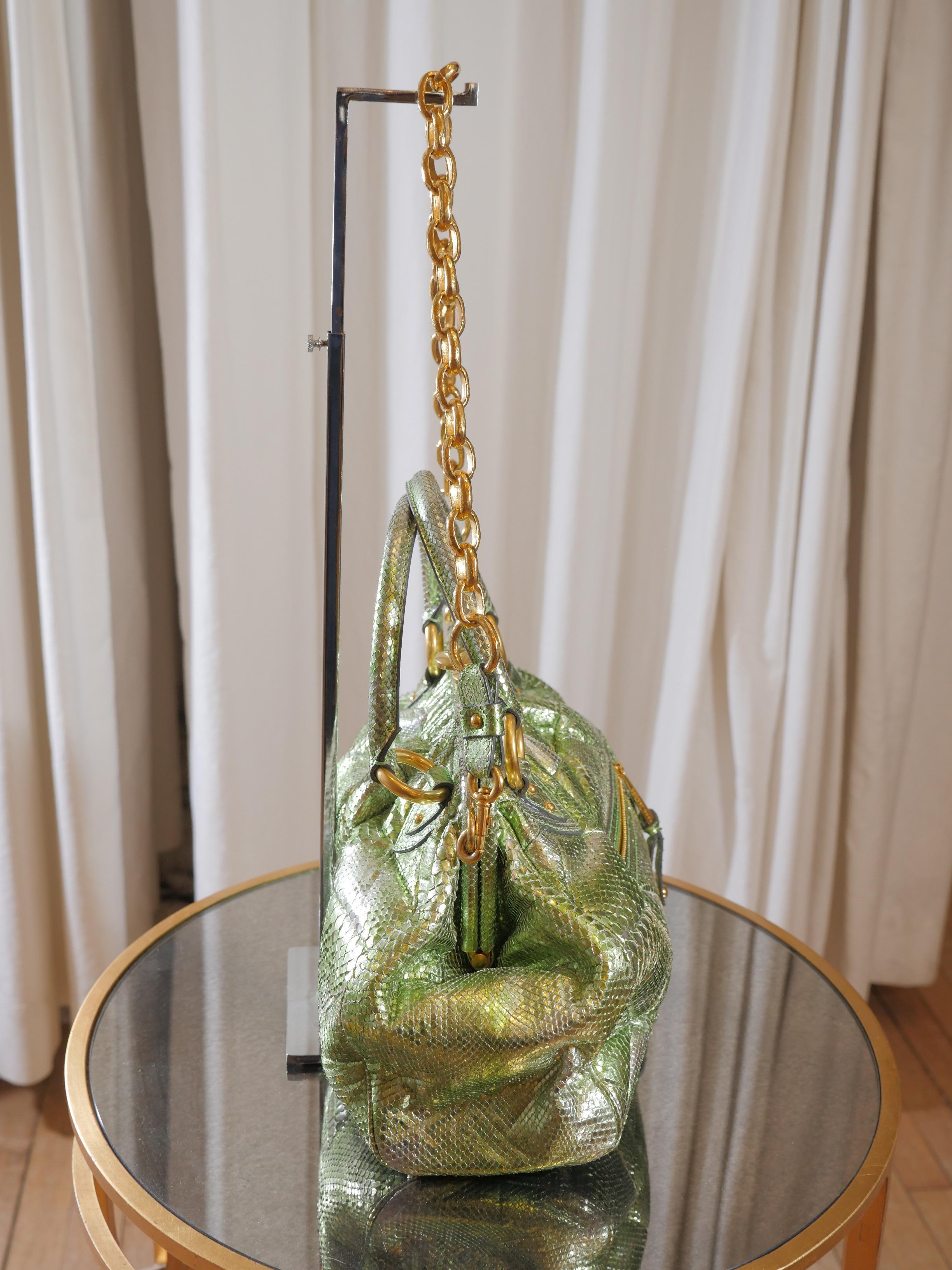 Marc Jacobs Limited Edition Green Snakeskin Stam Bag In Good Condition In Bridgehampton, NY