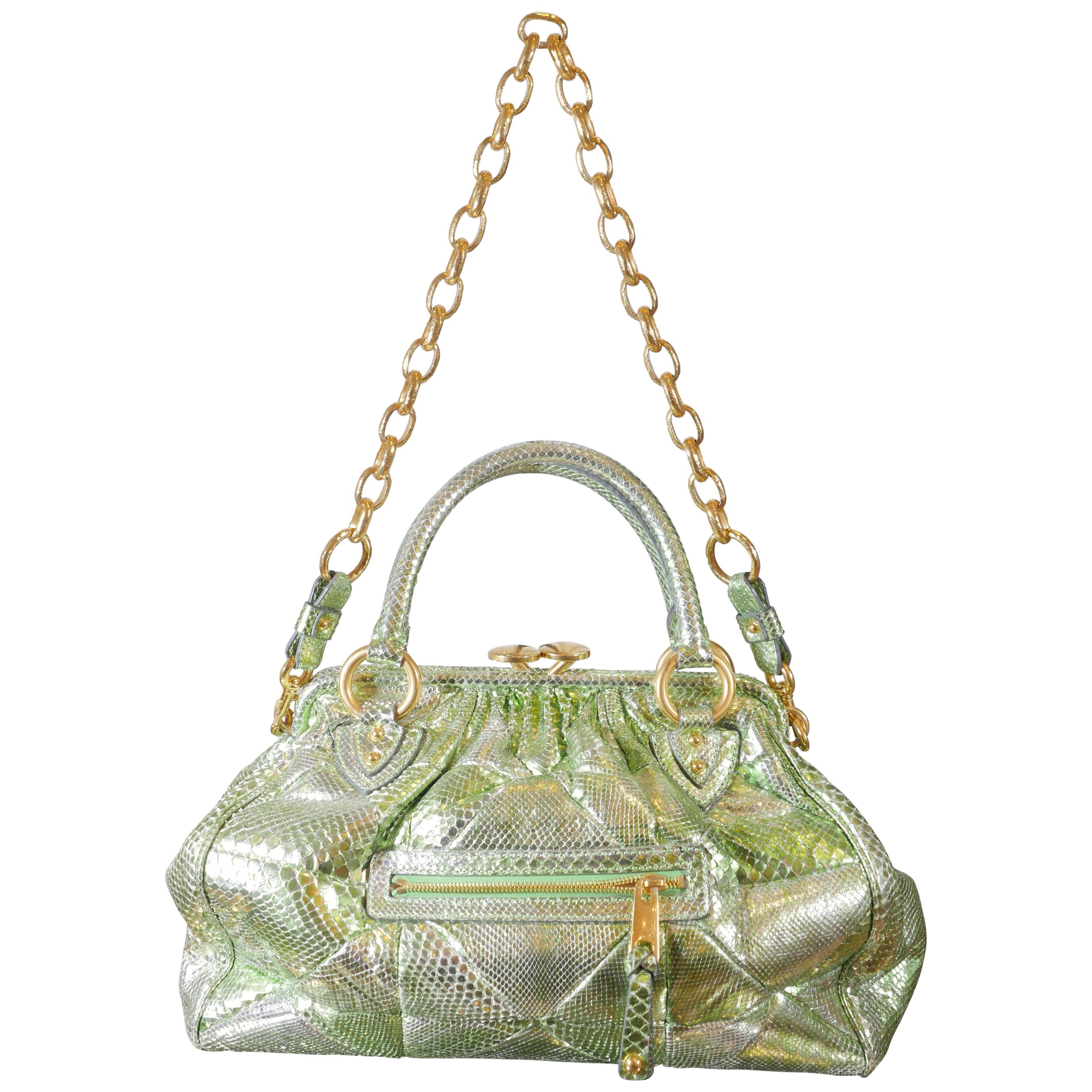 Marc Jacobs Limited Edition Green Snakeskin Stam Bag