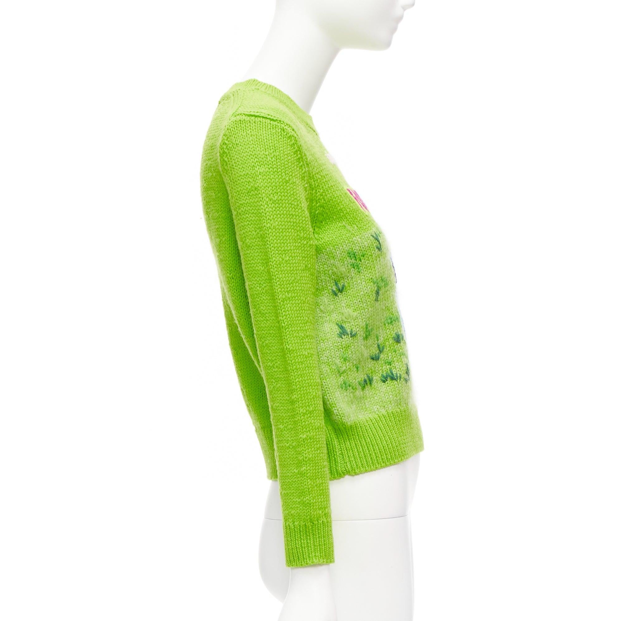 Women's MARC JACOBS Magda Archer lime green Toxic People intarsia cropped sweater XS For Sale