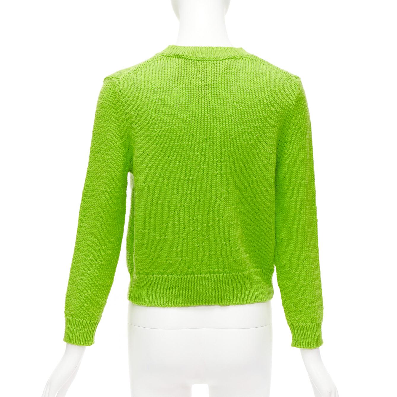 MARC JACOBS Magda Archer lime green Toxic People intarsia cropped sweater XS For Sale 1