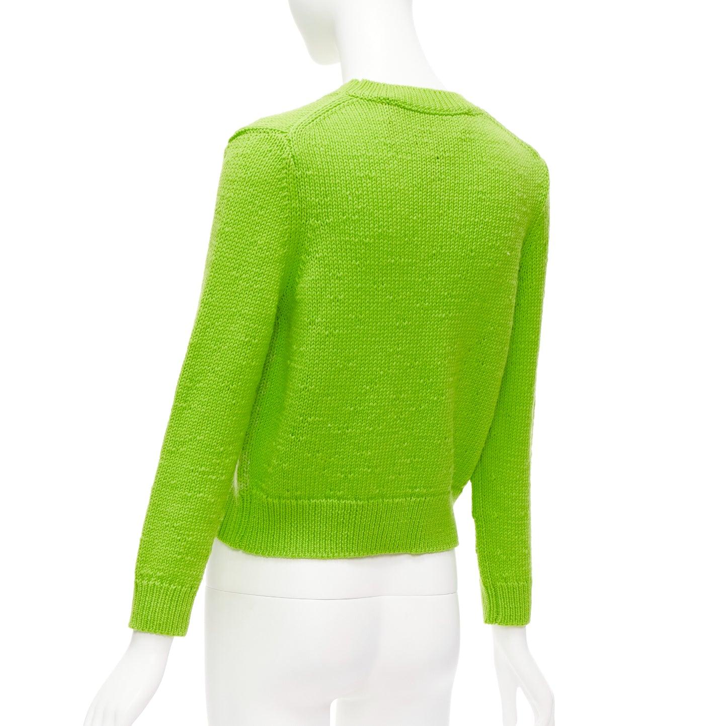 MARC JACOBS Magda Archer lime green Toxic People intarsia cropped sweater XS For Sale 2