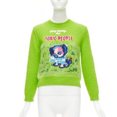 MARC JACOBS Magda Archer lime green Toxic People intarsia cropped sweater XS