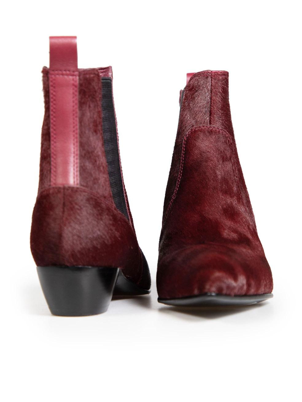 Black Marc Jacobs Marc by Marc Jacobs Burgundy Cow Fur Chelsea Boots Size IT 40