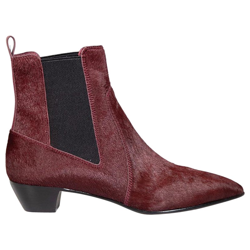 Marc Jacobs Marc by Marc Jacobs Burgundy Cow Fur Chelsea Boots Size IT 40
