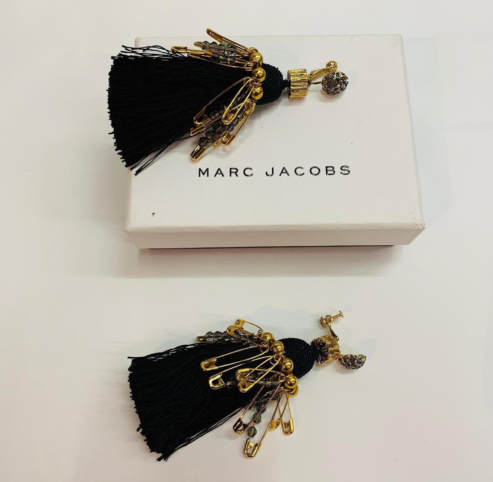 Women's Marc Jacobs metal clip earrings and Swarovski crystals For Sale